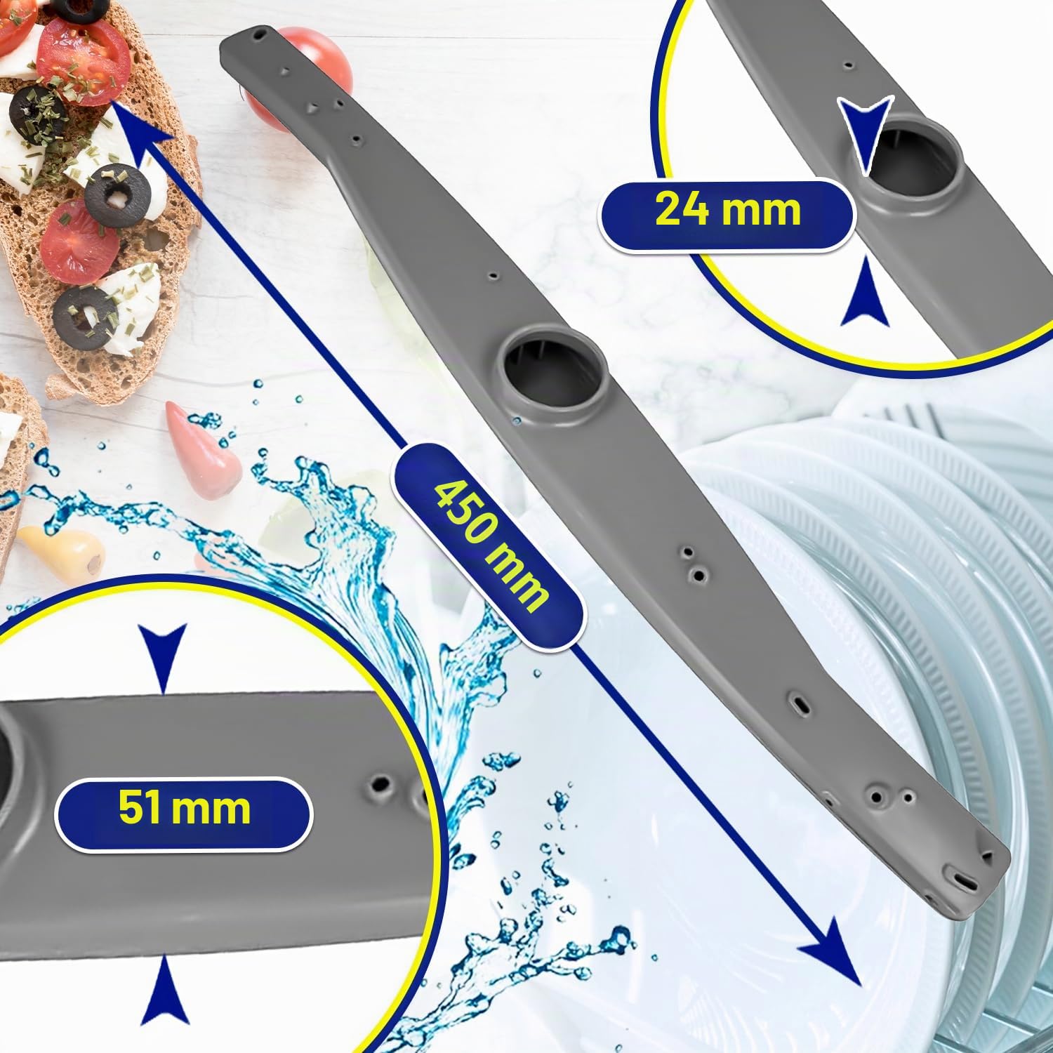 Oberer Sprüharm für Geschirrspüler 450 mm mit dem Originalcode 111894910/4 1118949104 für AEG Spülmaschine für Electrolux - MADE IN EU - Garantie 10 Jahre - MONTERAL