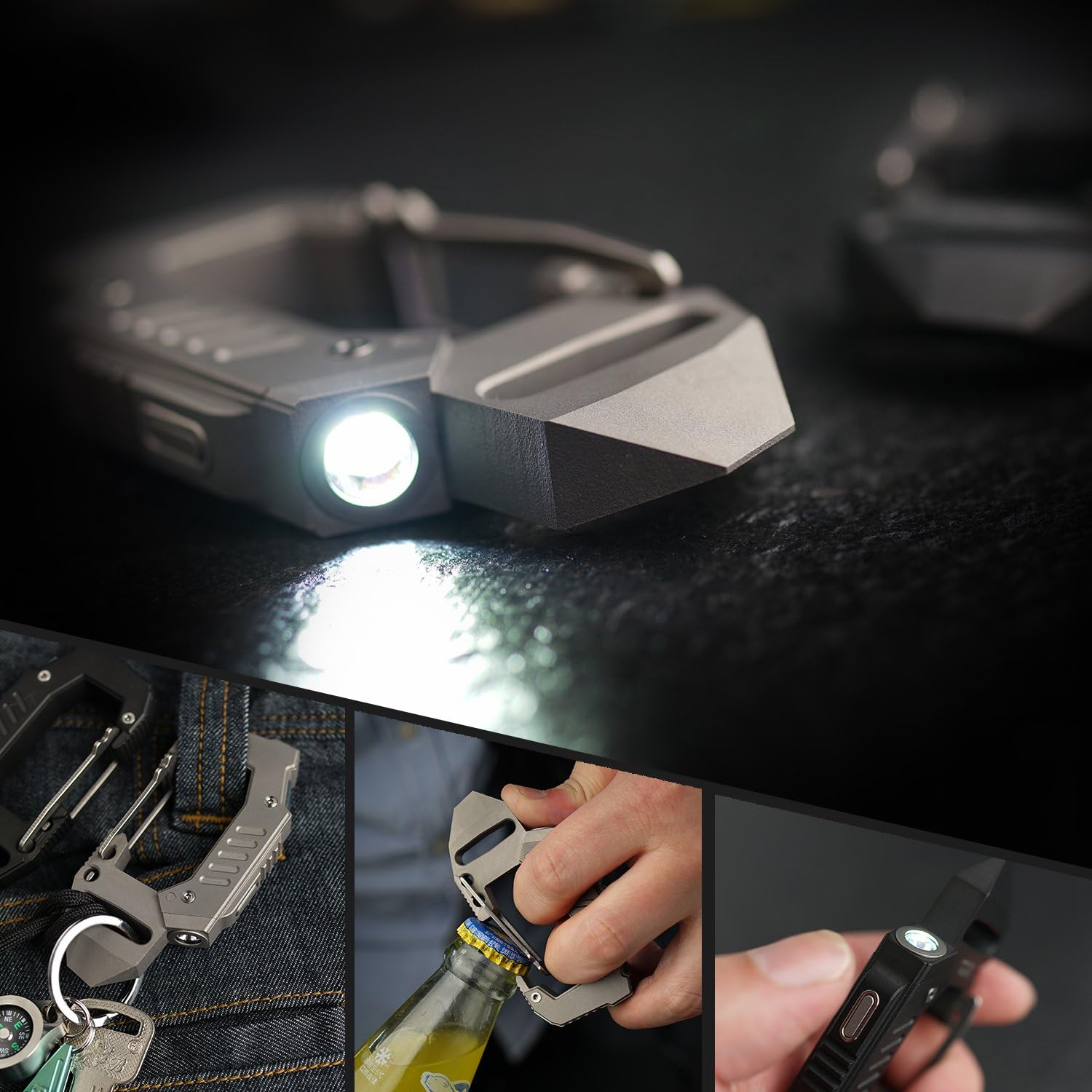50% оƒƒ Dіѕсоunt MecArmy FL10 TC4 Titanium USB Rechargeable Flashlight, 360 Lumens Innovate EDC Carabiner Flashlight, Lightweight Multifunctional Keychain Flashlight with Bottle Opener (Black Vintage)
