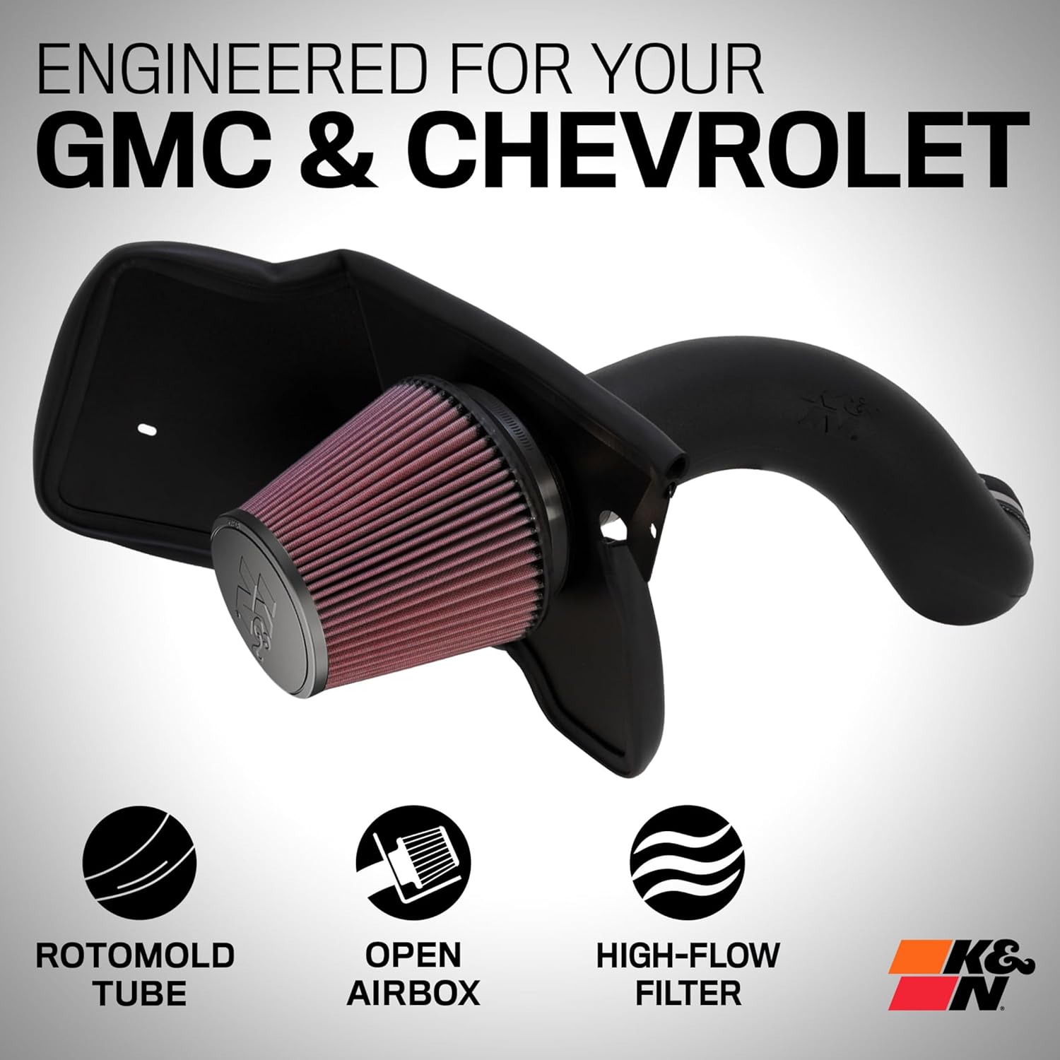 K&N Cold Air Intake System: High-Flow Air Filter, Increase Performance & Towing: Compatible with 1999-2007 Chevy/GMC/Cadillac: Silverado, Suburban, Tahoe, Sierra, Yukon, Escalade, Avalanche, 57-3023-1