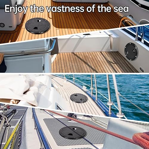 Miniatura 9 de Boat-Ready Black Round Non-Slip Inspection Hatches - Sizes 4", 6", 8" with Detachable Cover - ABS Plastic Screw Out Access Hatch Cover for Kayak,