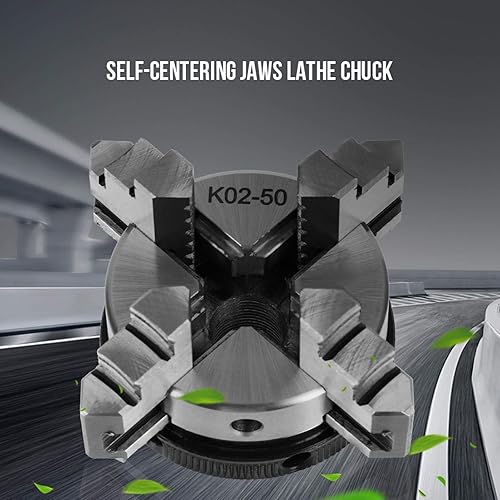 Miniatura 3 de Mini torno de 4 mandíbulas de 1.969 in, sujeción autocentrante reversible, montaje de rosca M14, torno manual para carpintería, mandril compacto con