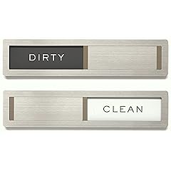 Dishwasher Magnet Clean Dirty Sign, Kubik Letters Premium Stainless Steel Grade 304, Kitchen Organizers and Storage Decor Accessories, Extra Adhesive Tapes Included.