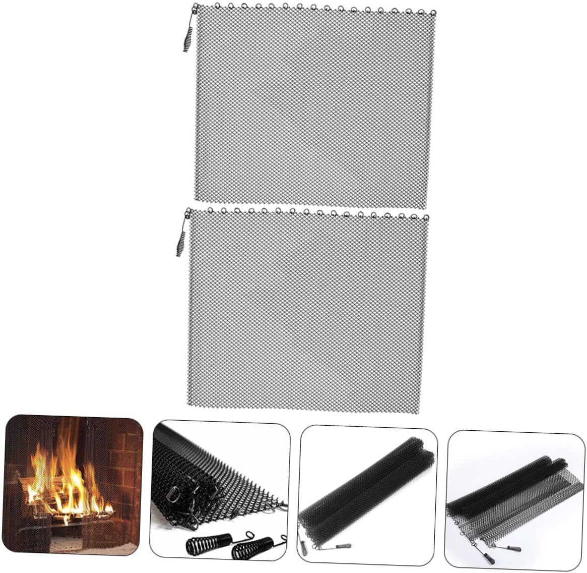 2pcs Fireplace Mesh Screens Fireplace Curtain Panels Inhibiting Easy for Storage