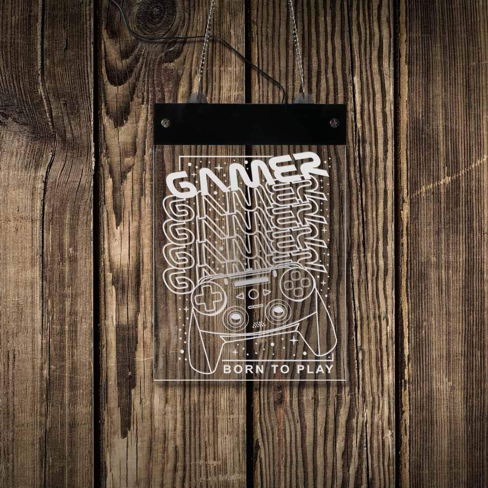 The Geeky Days Gamers Born To Play Game Zone LED Neon Sign USB Powred Man Cave Boys Room Gamepad Electronic Lighted Signs Joysticks Hanging Light Board