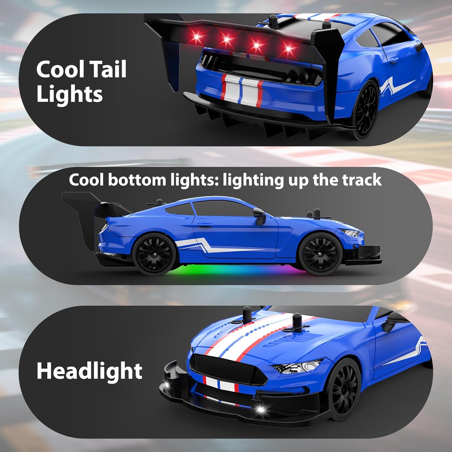 RC Drift Car 1/20 Scale 2.4GHz 4WD Remote Control Car with Led Lights 22KM/H High Speed Rechargeable Batteries Racing Sport Cars RC Cars for Kids Boys Girls Adults Gifts Birthday Christmas
