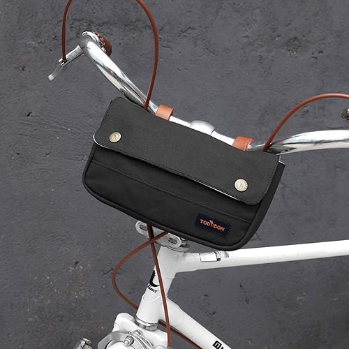 Miniatura 5 de TOURBON Bolsas para manillar de bicicleta, bolsas de bicicleta, lona impermeable