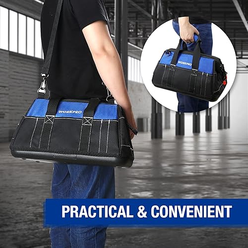 Miniatura 8 de WORKPRO bolso de herramientas boca ancha 16 pulgadas con base impermeable