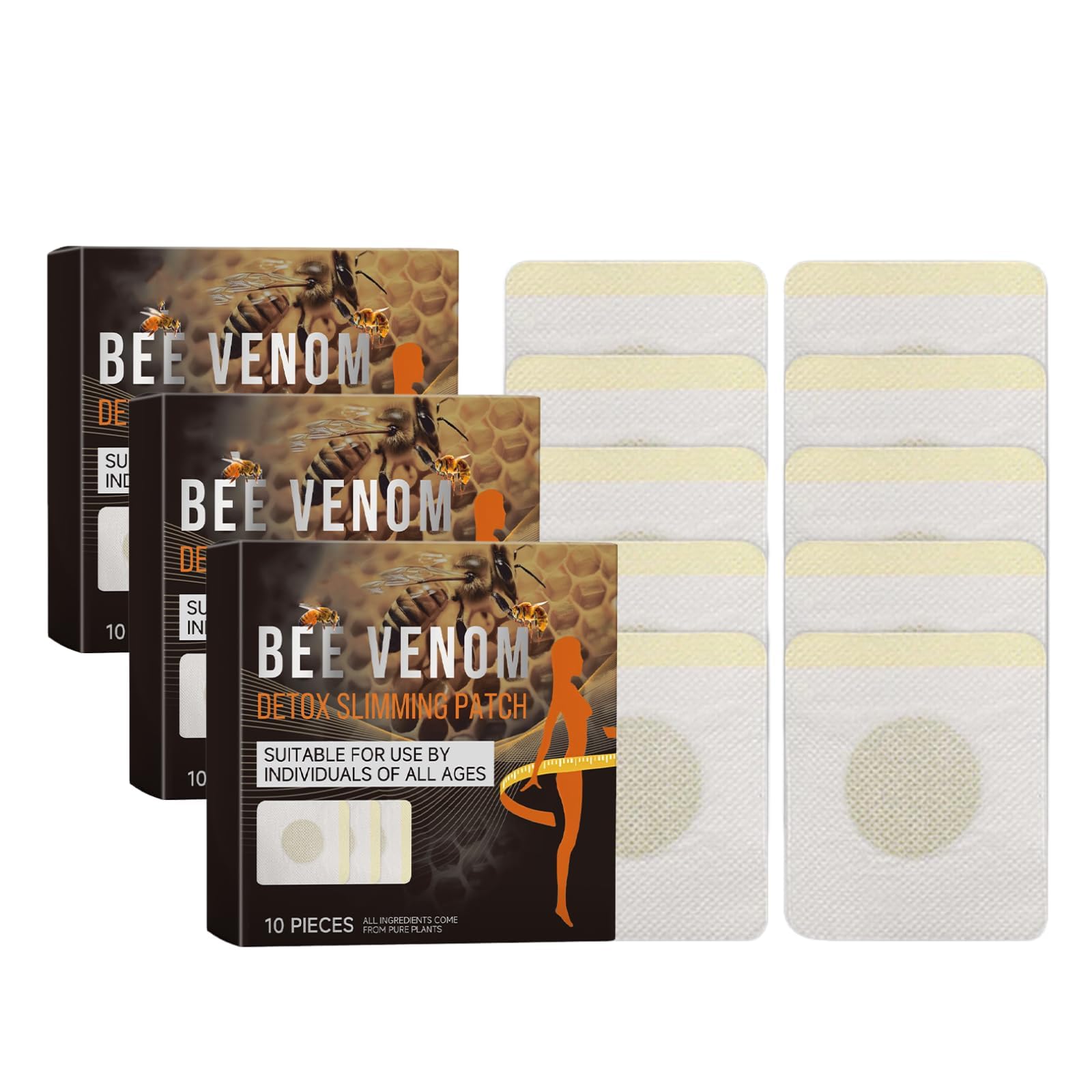 Azonee 10 Pcs Bee Slimming Patches, Lymphatic Weight Loss, Body Shaping Stickers Bee Detox Slimming Patch for Belly, Arm, Leg - Bee Lymphatic Shaping Patch