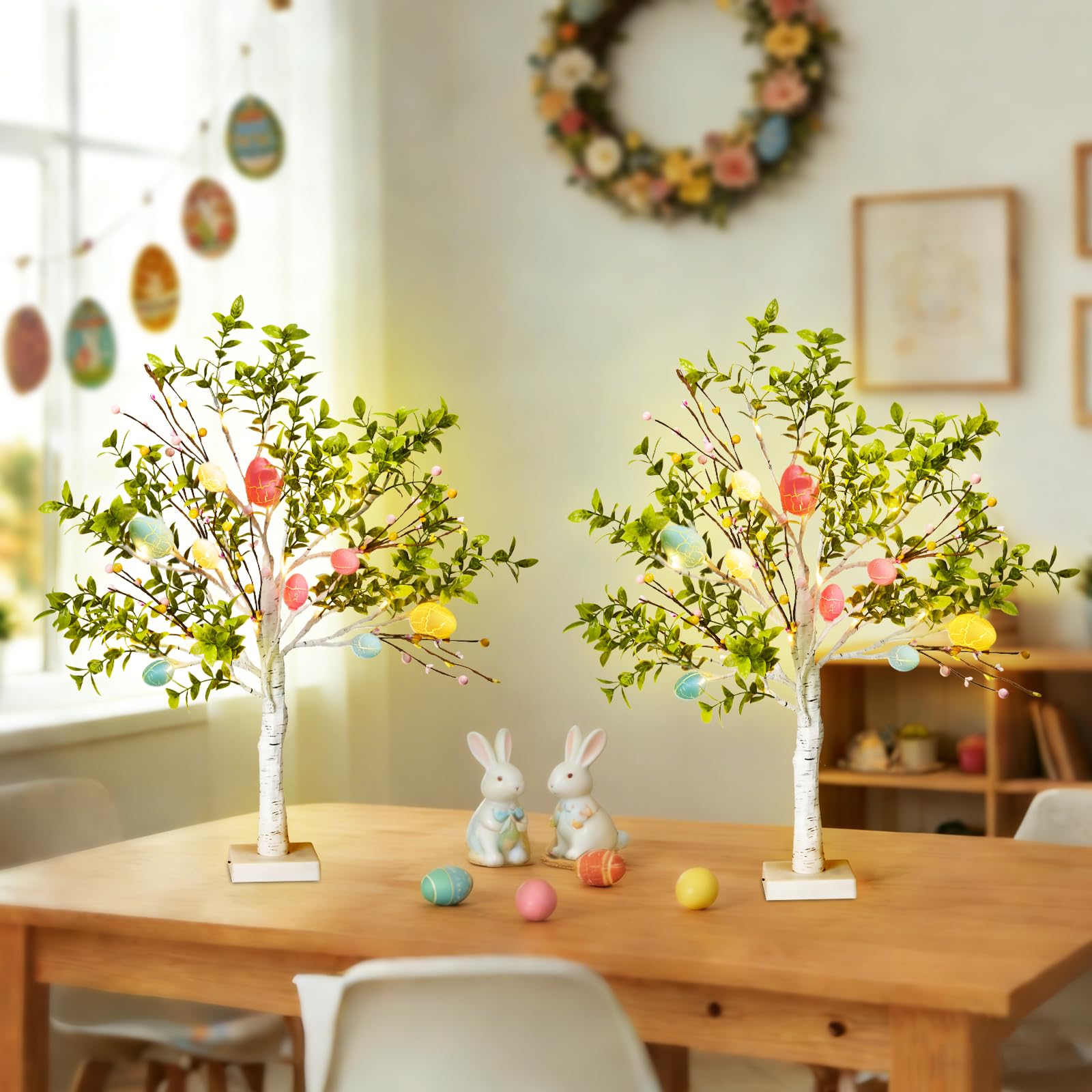 Set di decorazioni pasquali, albero di uova di Pasqua da 68,6 cm con luci a LED, perfetto per decorazioni primaverili e pasquali, può essere utilizzato come albero artificiale illuminato in stile