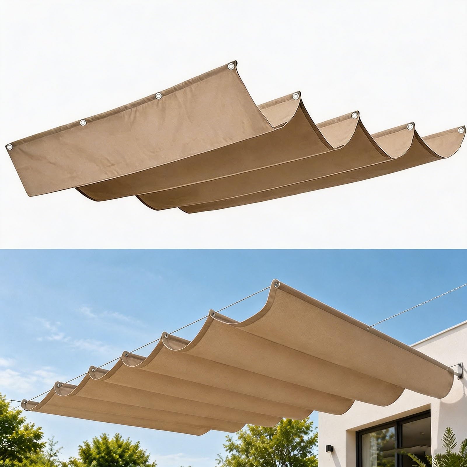 Voile d'ombrage imperméable et anti-UV rétractable 250x675 cm