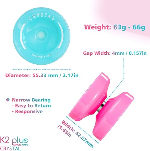 Miniatura 6 de YOSTAR K2 Plus Yoyo sensible a los cristales para niños, yoyo de doble propósito para principiantes, rodamiento de repuesto que no responde para