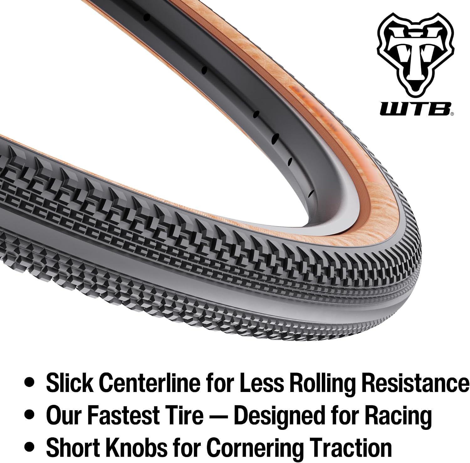 WTB Vulpine S Gravel Bike Tire (700c) Tubeless Folding - Racing Tire w/Slick Centerline - SG Puncture Protection (Black/Tan)