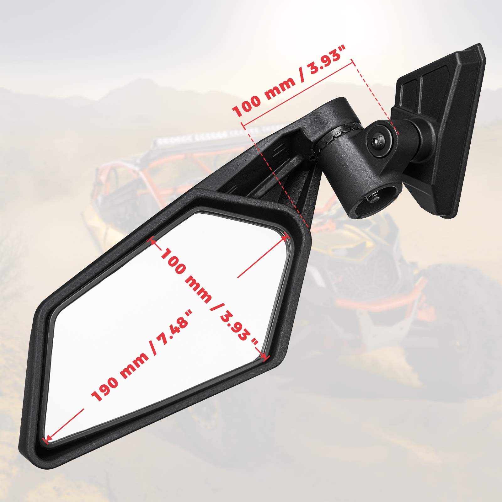 2 Rétroviseurs Moto Latéraux Universel Angle Réglable avec 2 pcs Base Ronde Adaptateur de Guidon Aluminium 7/8" et 5 pcs Boulon de 10mm avec 8mm