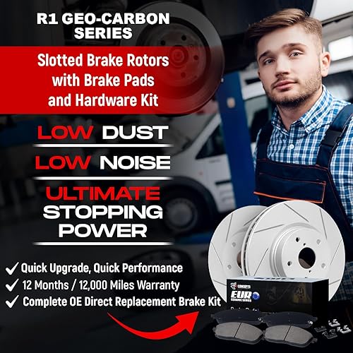 Miniatura 2 de R1 Concepts Kit de frenos y rotores traseros | Pastillas de freno traseras| Rotores y pastillas de freno | Pastillas de freno y rotores de cerámica