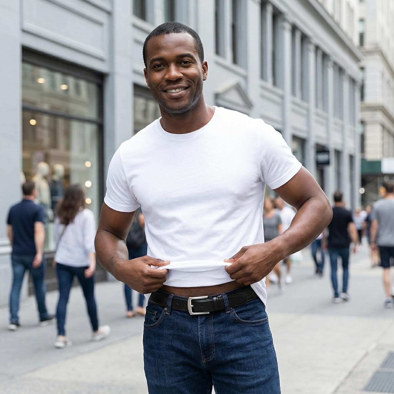 Mens Belts Big and Tall 36"-70" Men Leather Belt Casual Work Dress Belt,Black & Brown Colors - Image 8