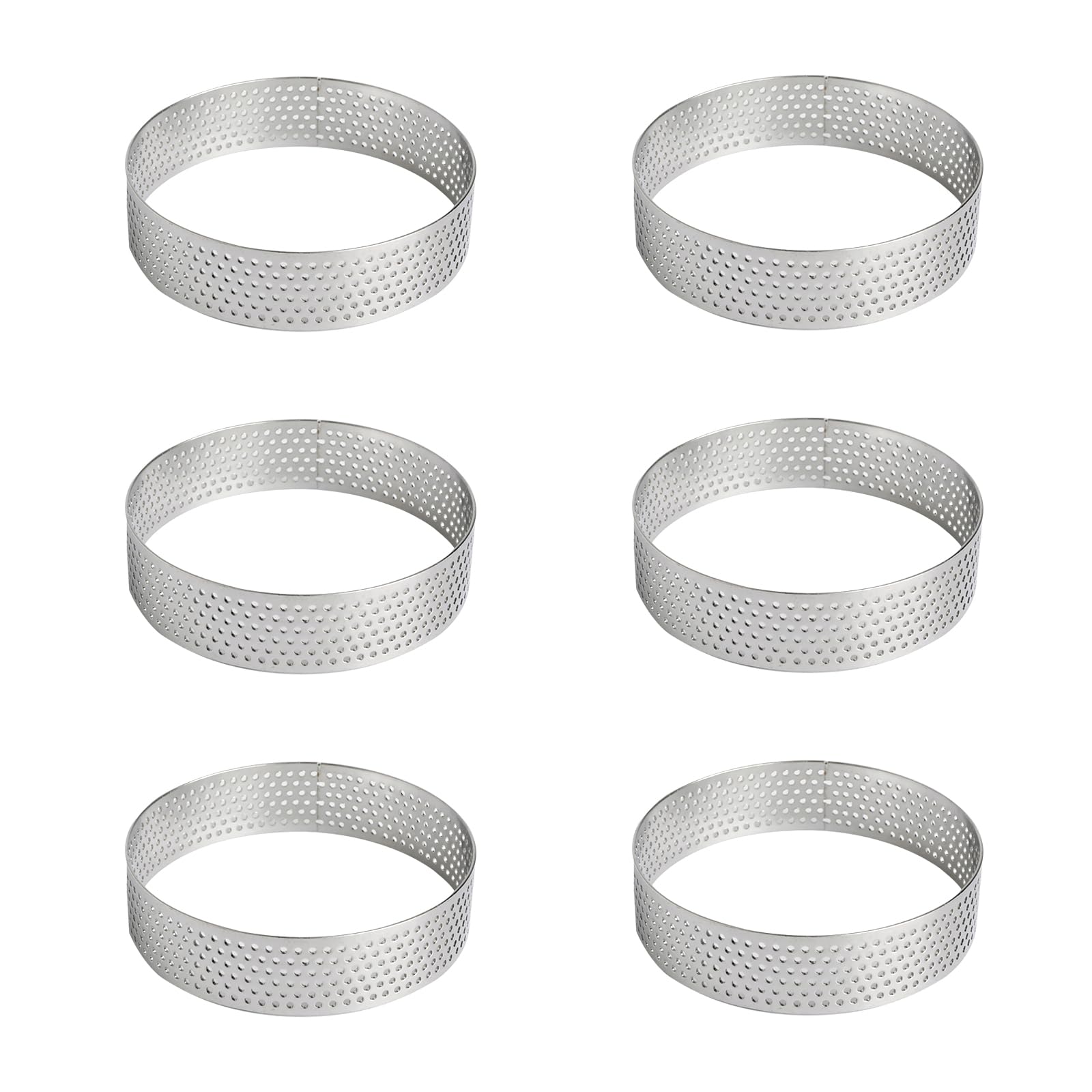 Fantasyon 5PCS 6/8/10/15/20cm/Ht 2cm Cercle Rond Perforé Acier Inoxydable,Cercle Tartelette Perforé INOX,Cercle à Tarte Perforé Pour Mousse Et Tartes Aux Fruits Anneau (6/8/10/15/20CM