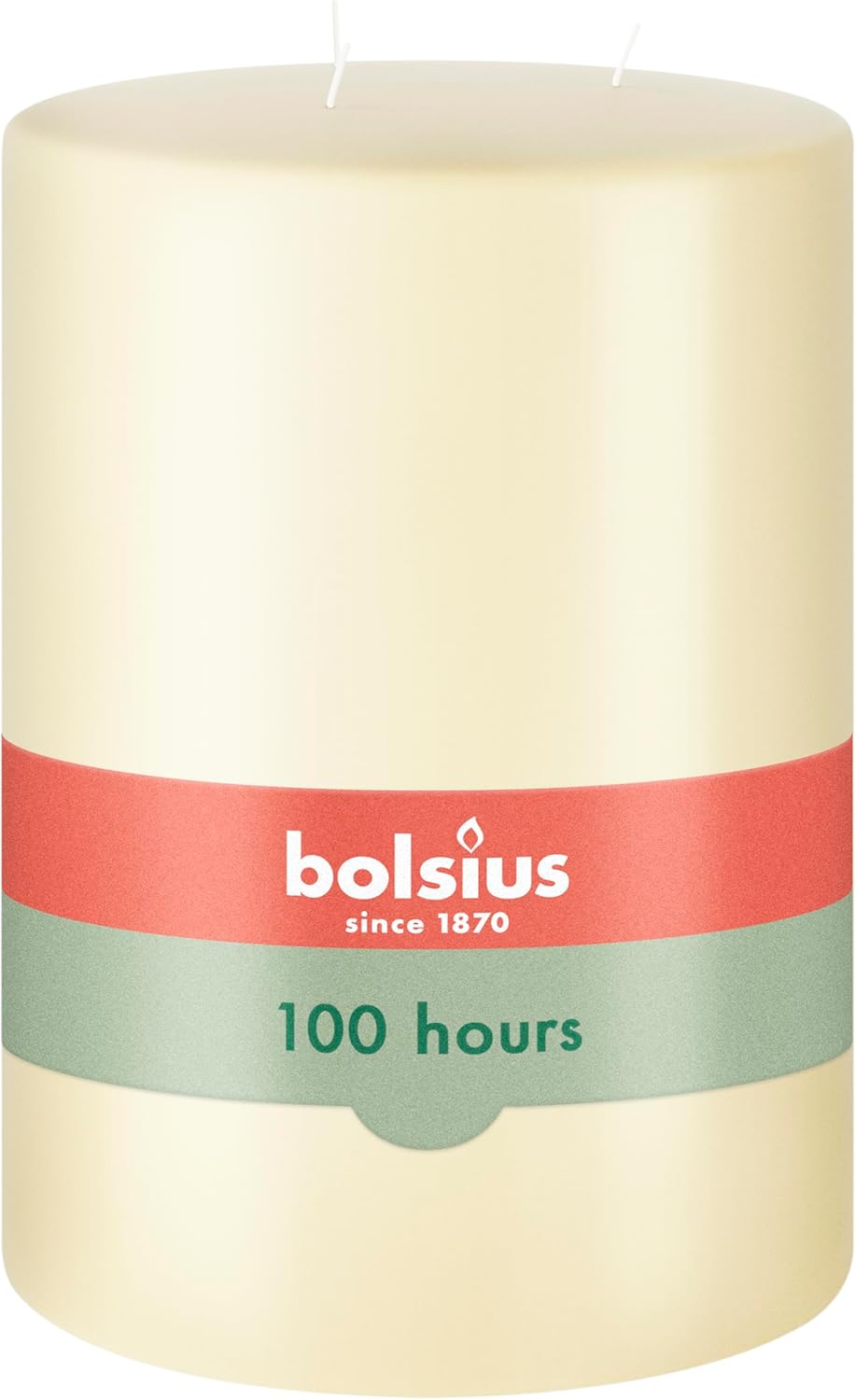 BOLSIUS Three Wick Big Pillar Candle Ivory – 6x6 Inches - Premium European Quality - 75 Hours Burn Time - Relight Unscented Large Pillar Candle - Smooth & Smokeless Flame - Wedding, & Party Candle