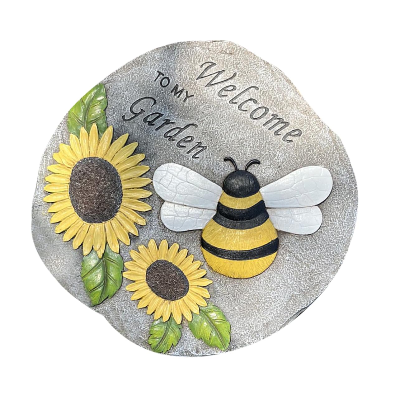 Large Bee Stepping Stone Garden Decor Resin Paver Sunflower Design for Walkway Patio