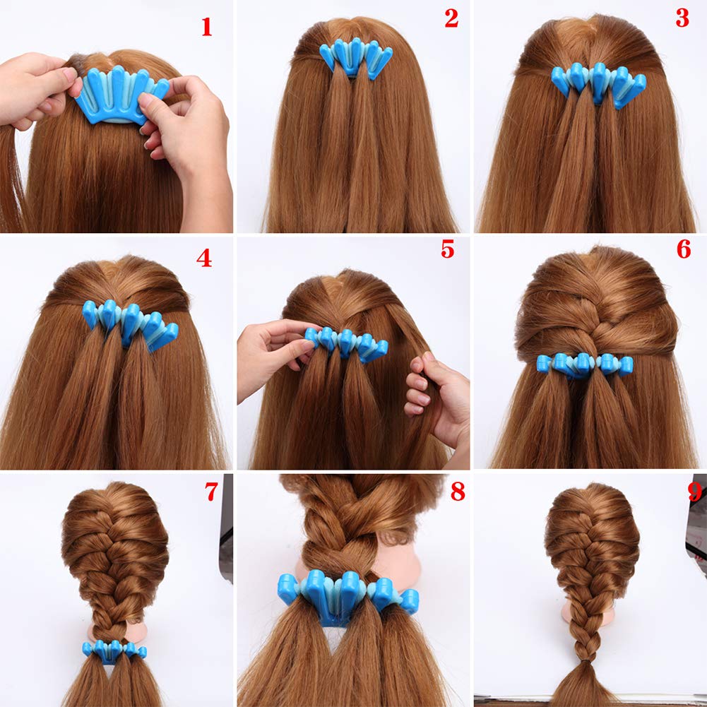 Xiton 1PC Schwamm-Haar-Flechtmaschine - Multifunktionshaar Flecht Werkzeug - Französisch Twist Plait Haar Braider - Palm Shaped DIY Hair Styling-Zubehör (Blau)