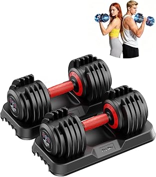 Adjustable Dumbbell Set 25/50lb,10-in-1 Dumbbell Set