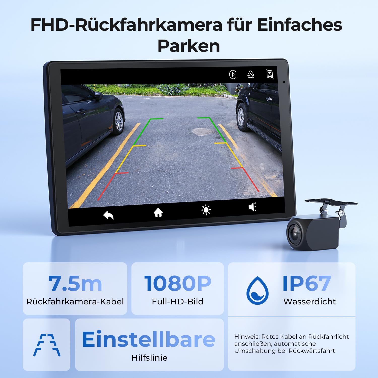Tragbares Carplay Display 8 Zoll Apple CarPlay Android Auto 1440x900 HD Magnetische Halterung OTA-Updates Rückfahrkamera Bluetooth Sprachsteuerung GPS-Navigation