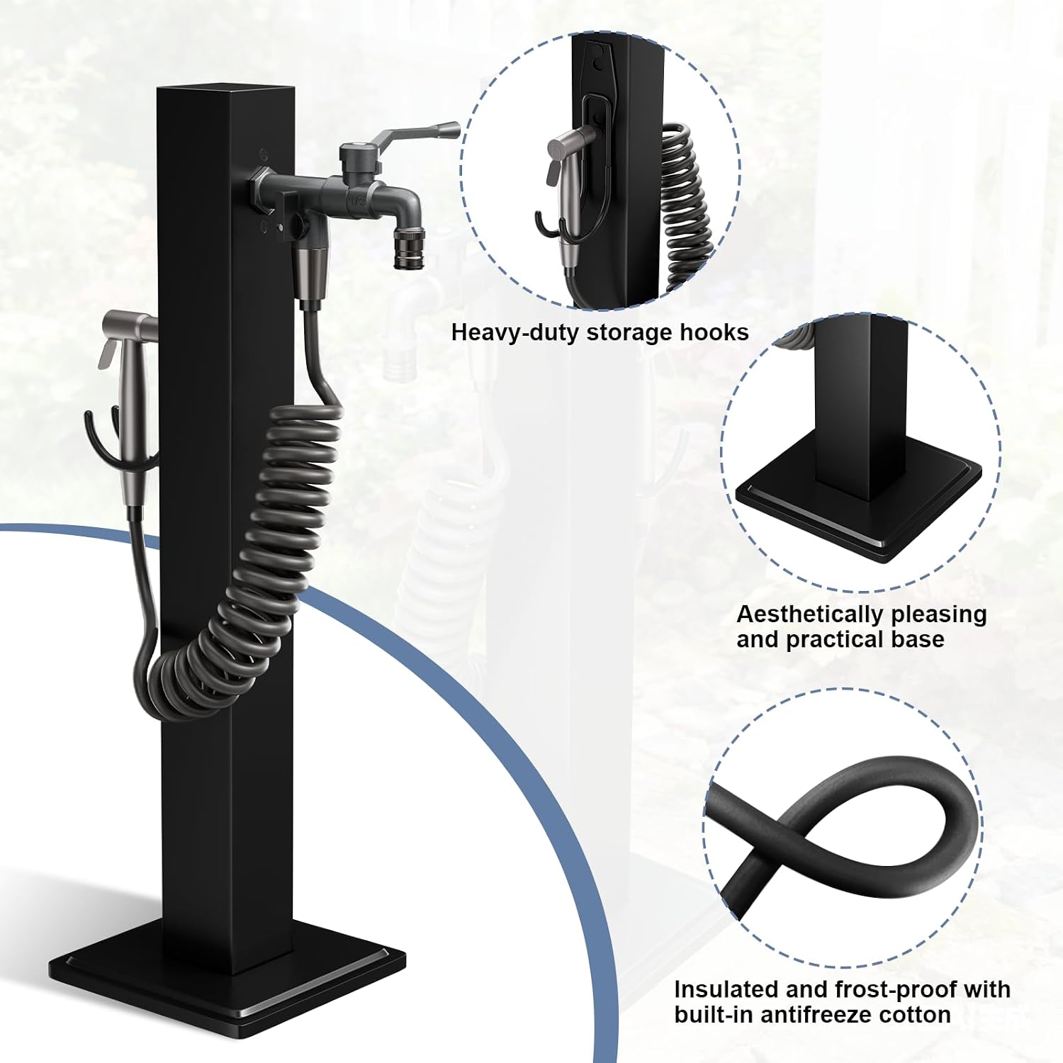 Outdoor Faucet, Yard Hydrant, Outdoor Water Faucet with Sprinkler Head, Freeze Proof Vertical Water Hydrant, Garden Water Column for Exterior Patio Backyard and Lawn (37.4in)