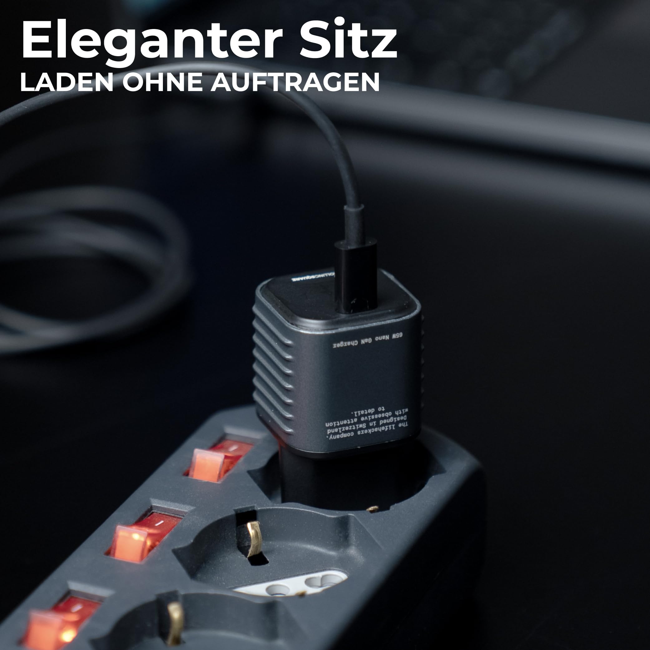 Rolling Square Supertiny - 65W GAN Ladegerät - USB-C-Netzteil, USB-C-Ladegerät mit Schnellladung, Ultra-kompaktes Reiseladegerät für Handys für Smartphone, GaN-Ladefunktion, EU-Stecker