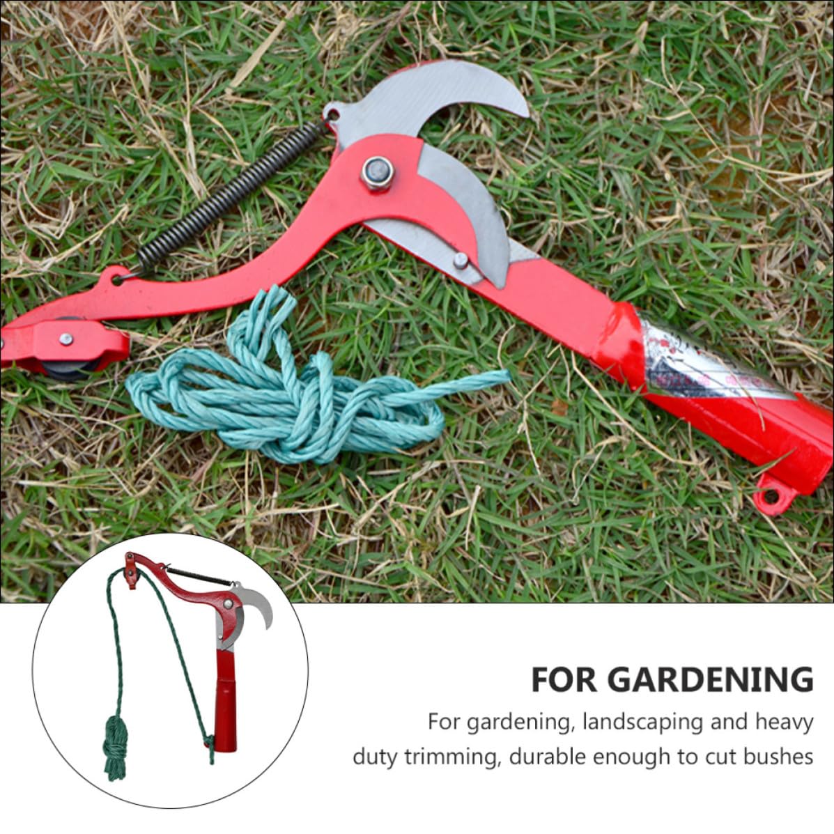 Podadora de Árboles Extensible de Acero Rojo con Polea Compuesta