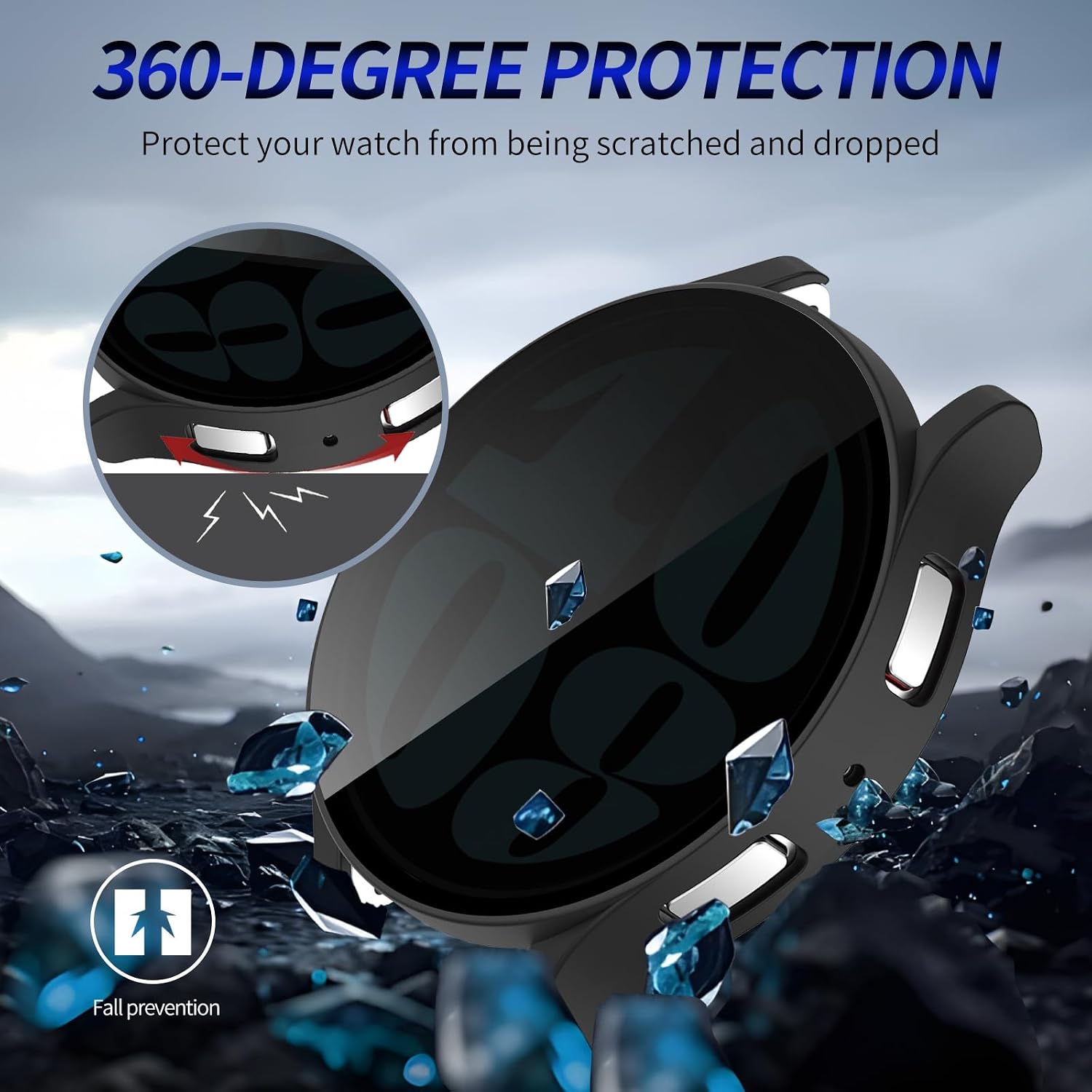 2 Pack for Samsung Galaxy Watch 6 40mm Screen Protector Case [Anti-Peeping], Privacy Hard PC Bumper Full Coverage Protective Accessories Built-in Tempered Glass Film