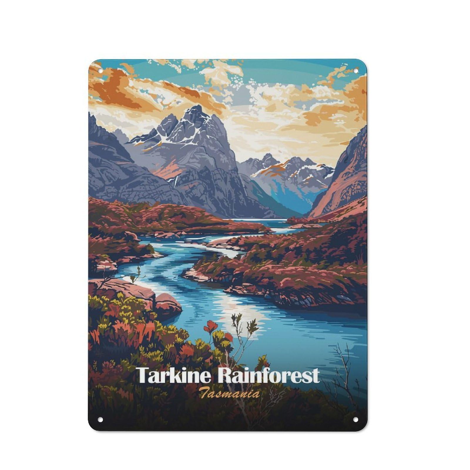 Junmoney Style-9 Tin Wall Plaque 40X30cm With Tarkine Rainforest Tasmania For Garage Wall, With Clear Vintage Wall Decor Character