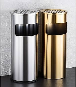 縦型灰皿スタンド(ごみ入れ付き)  小物入れ  インテリア Amazon.co.jp: ステンレススチール製タバコ用ゴミ箱付き床置き