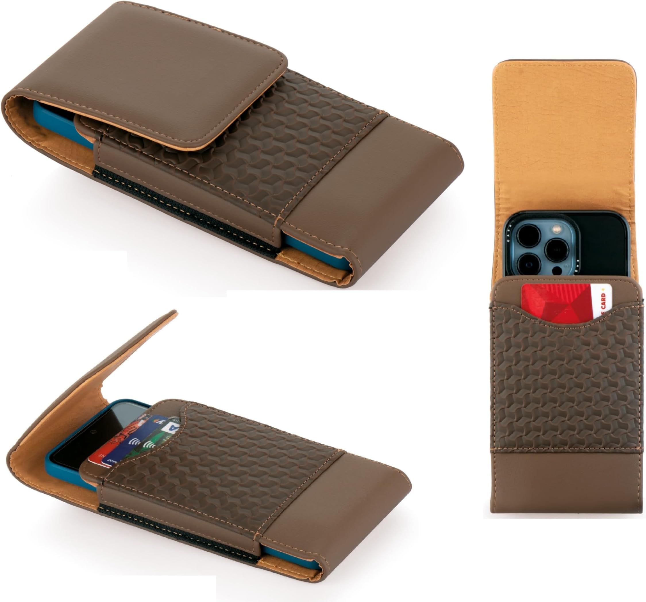 HITFIT Leather Protective Phone Pouch Case with Card Slot Compatible with LG Q31 / LG K31 / LG W10 Alpha/LG K30 2019 / LG K20 2019 / LG Candy/LG K11 Plus (Brown)