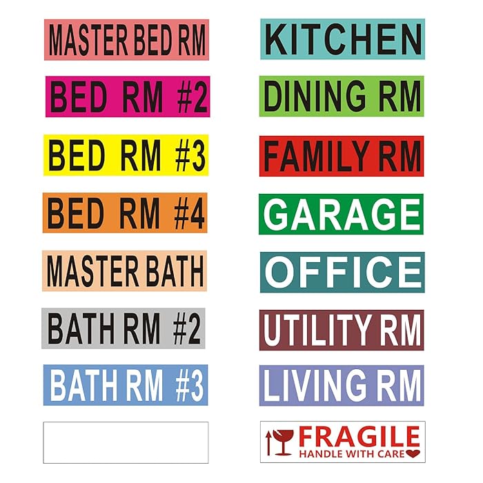 Buy 528 Count Removable Moving Labels for Furniture, Color Coded Labels