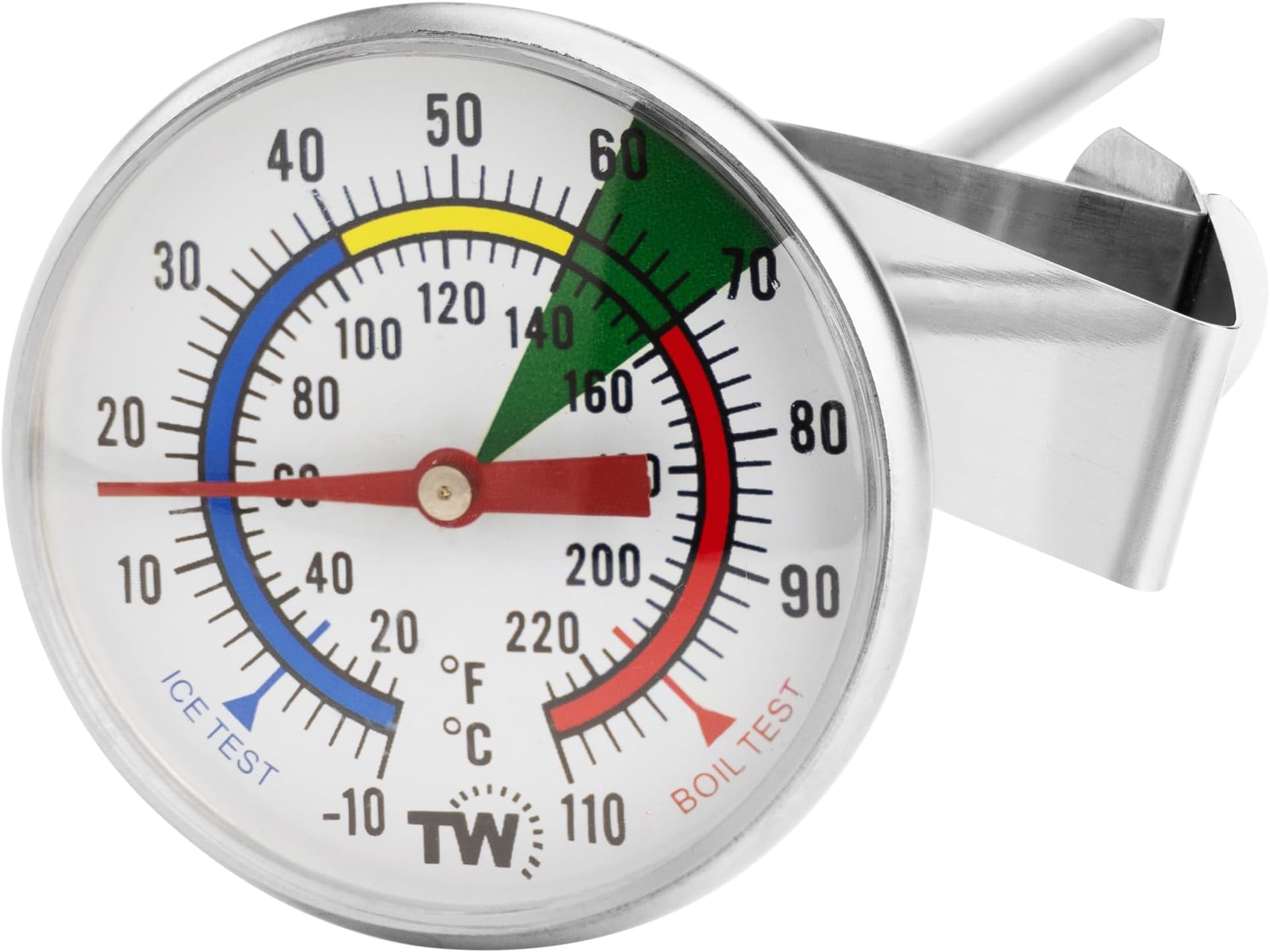 Milk Thermometer for Coffee with 175 mm Stainless Steel Probe and Clip Professional Barista Milk Temperature Probe Frothing Thermometer Coffee Machine Accessories