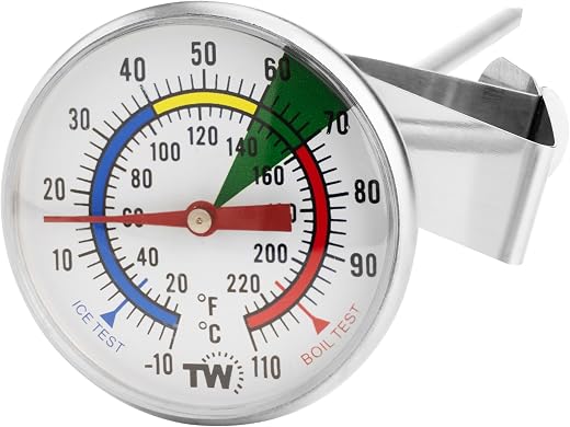 Frothy Milk Thermometer with 175mm Stainless Steel Probe and Clip Barista Coffee