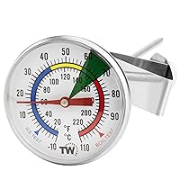 Vista 1 de Termómetro de leche para vaporizar leche - Ideal como termómetro de temperatura de café con sonda de acero inoxidable de 175 mm y clip para café
