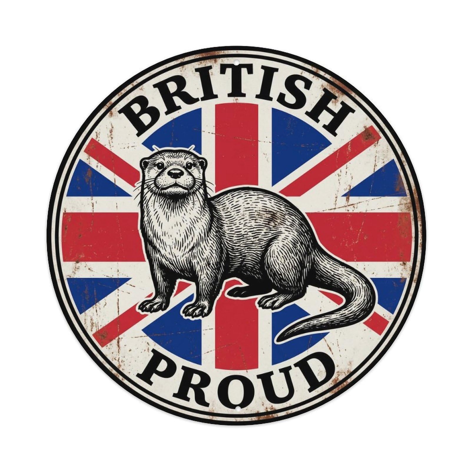 British Proud Otter Wildlife Heritage Emblem Metal Tin Sign