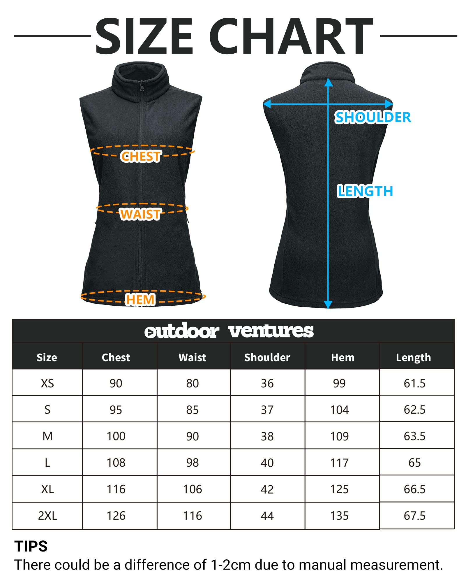 Outdoor Ventures Gilet in pile da donna, morbido, senza maniche, con tasche con cerniera, per la primavera, l'autunno
