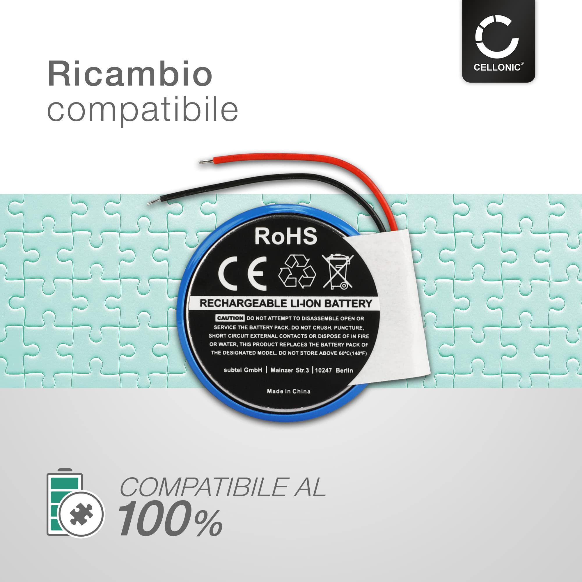CELLONIC 1x Batteria per Smartwatch e braccialetto fitness Compatibile con Garmin Approach S2, Forerunner 110, Forerunner 210, 361-00047-00 – (200mAh, 3.7V)