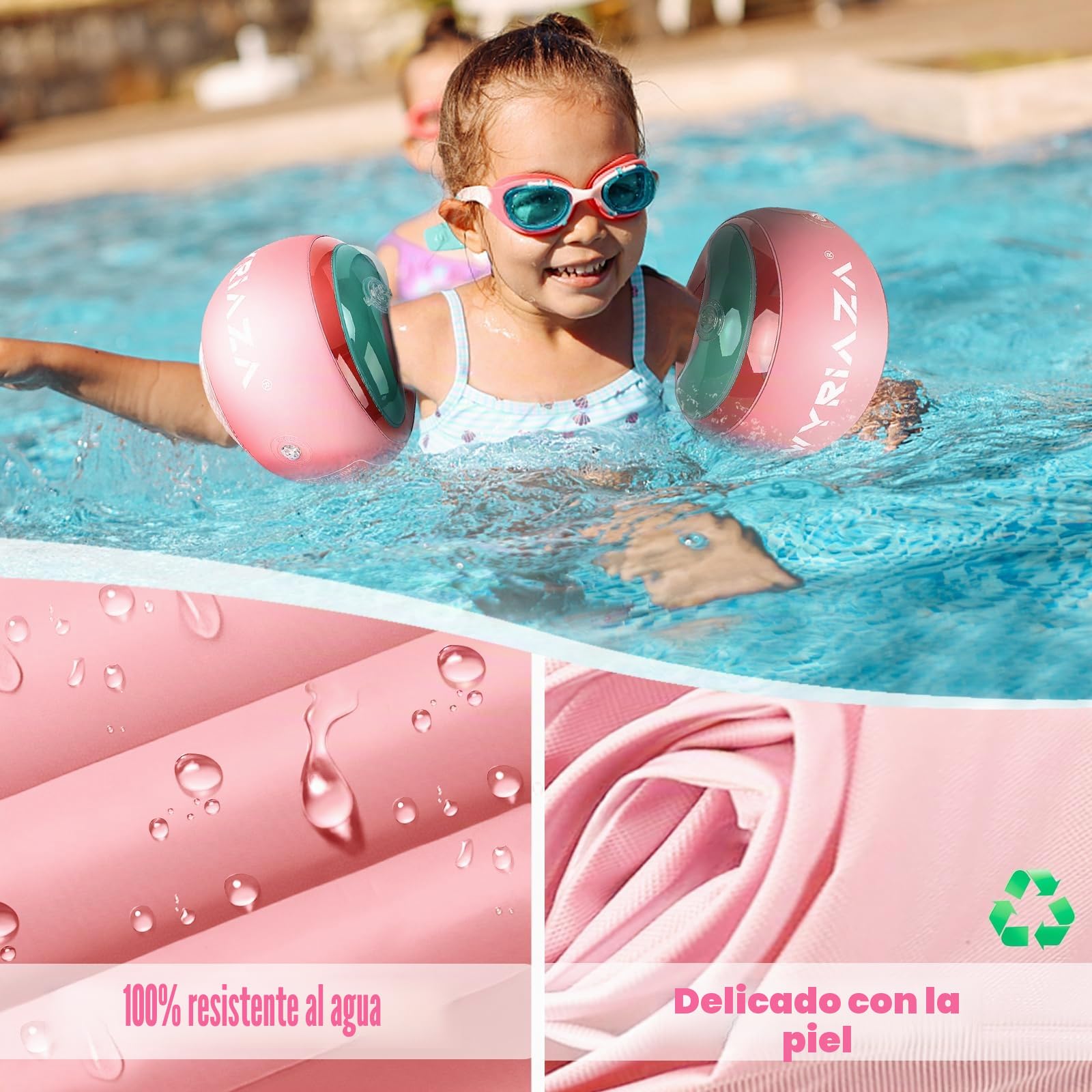 LOOWARTS Manguitos Piscina Adecuado para Niños de 2 a 6 años, Natación Inflable Manguitos Bebe, 2 Pcs Boias para Bebe Adecuado para Niños Que pesen Entre 15-25 kg.