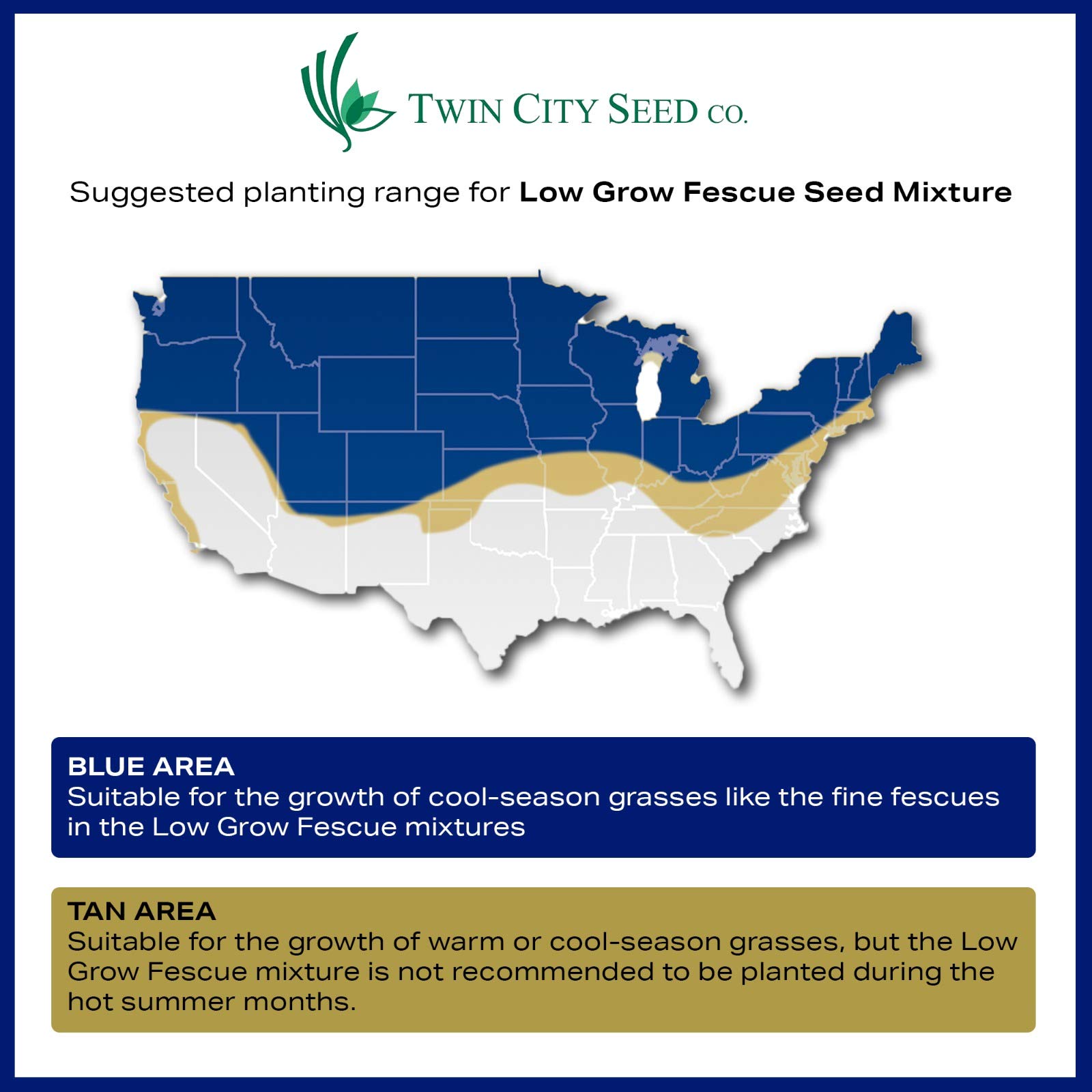 Twin City Seed Co. Low Grow Fescue Seed Mixture Low Maintenance Fine