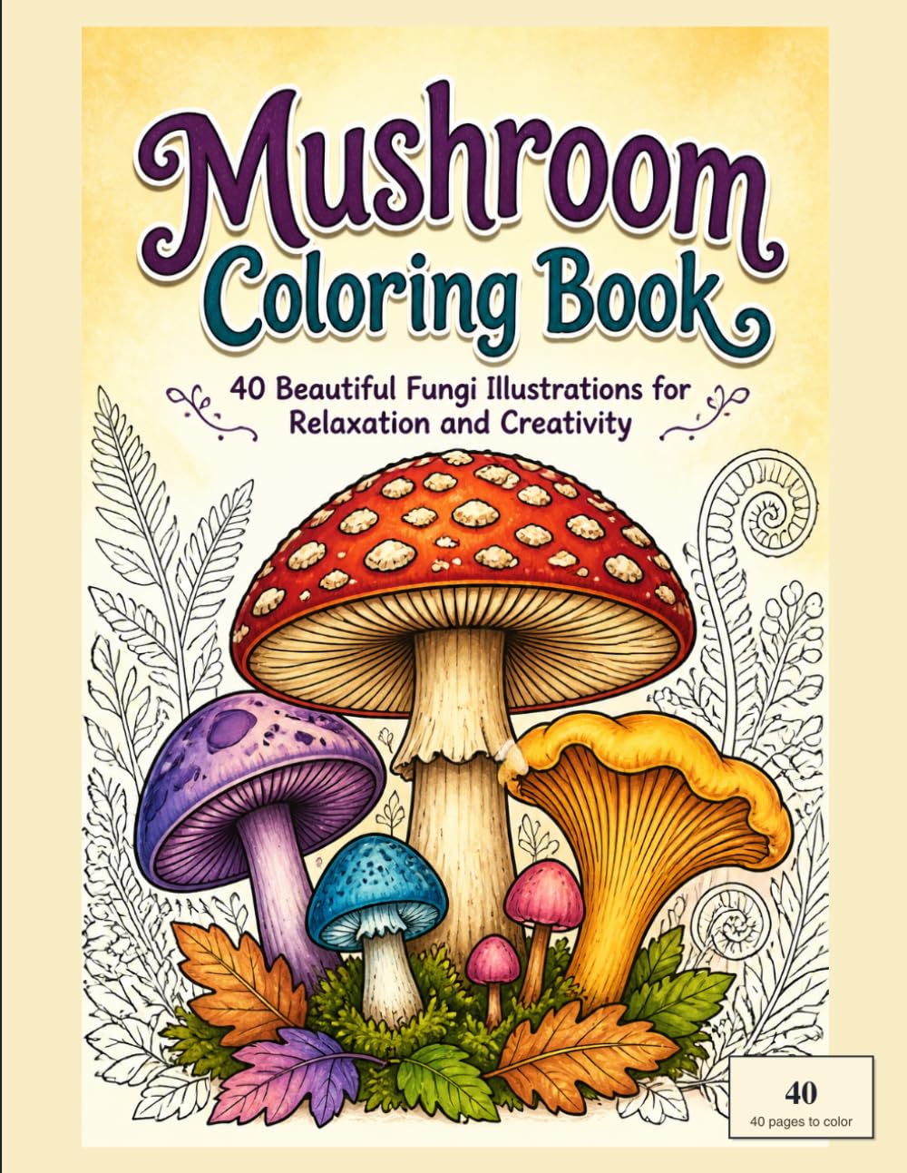 Mushroom Coloring Book: 40 Beautiful Mushroom & Fungi Illustrations for Relaxation and Creativity