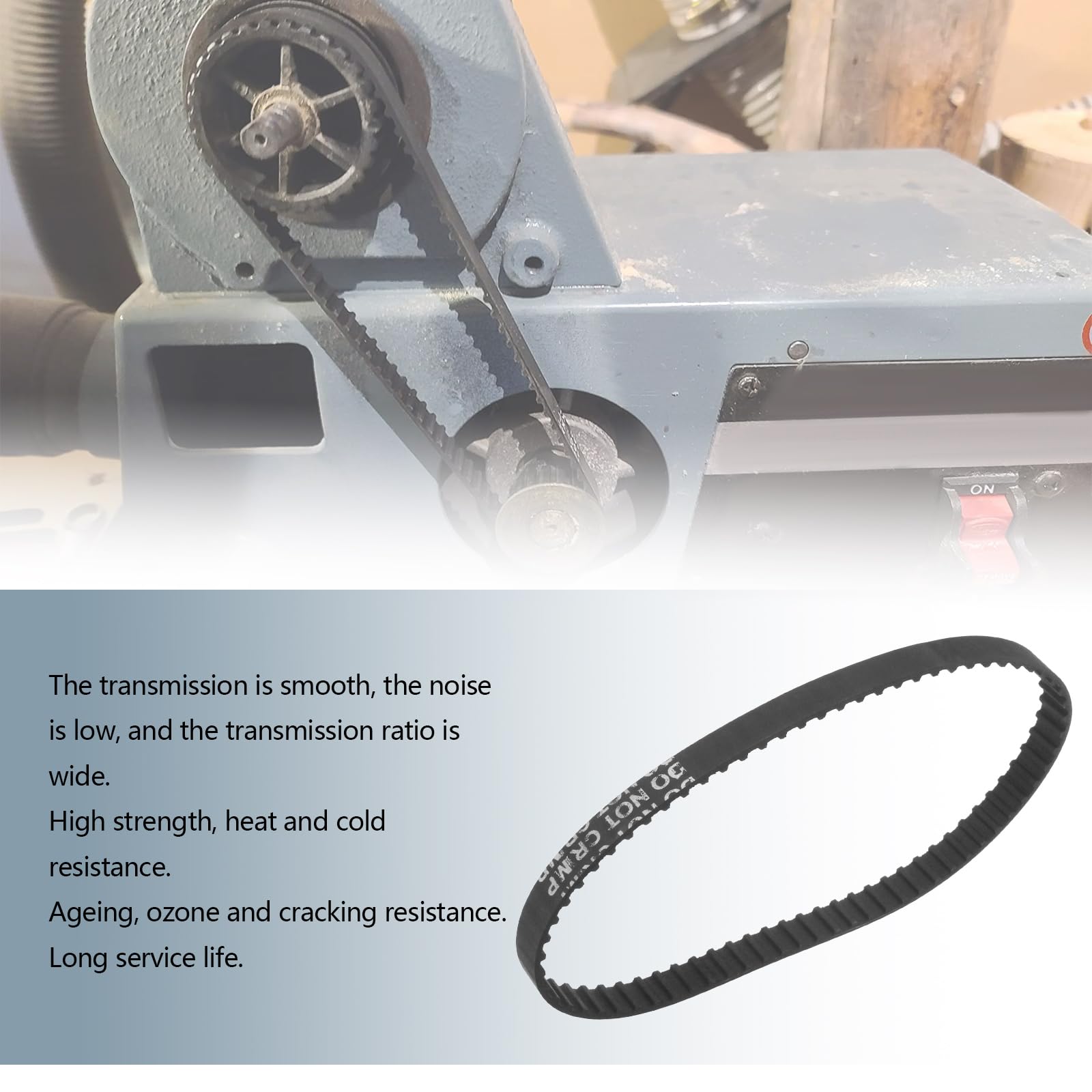 VGOL 2pcs 140XL 037 Timing Belt 70 Teeth 10mm Width Rubber Geared Cogged Belt Industrial Toothed Drive Belt 355mm Mechanical Replacement Belts Black - Image 3