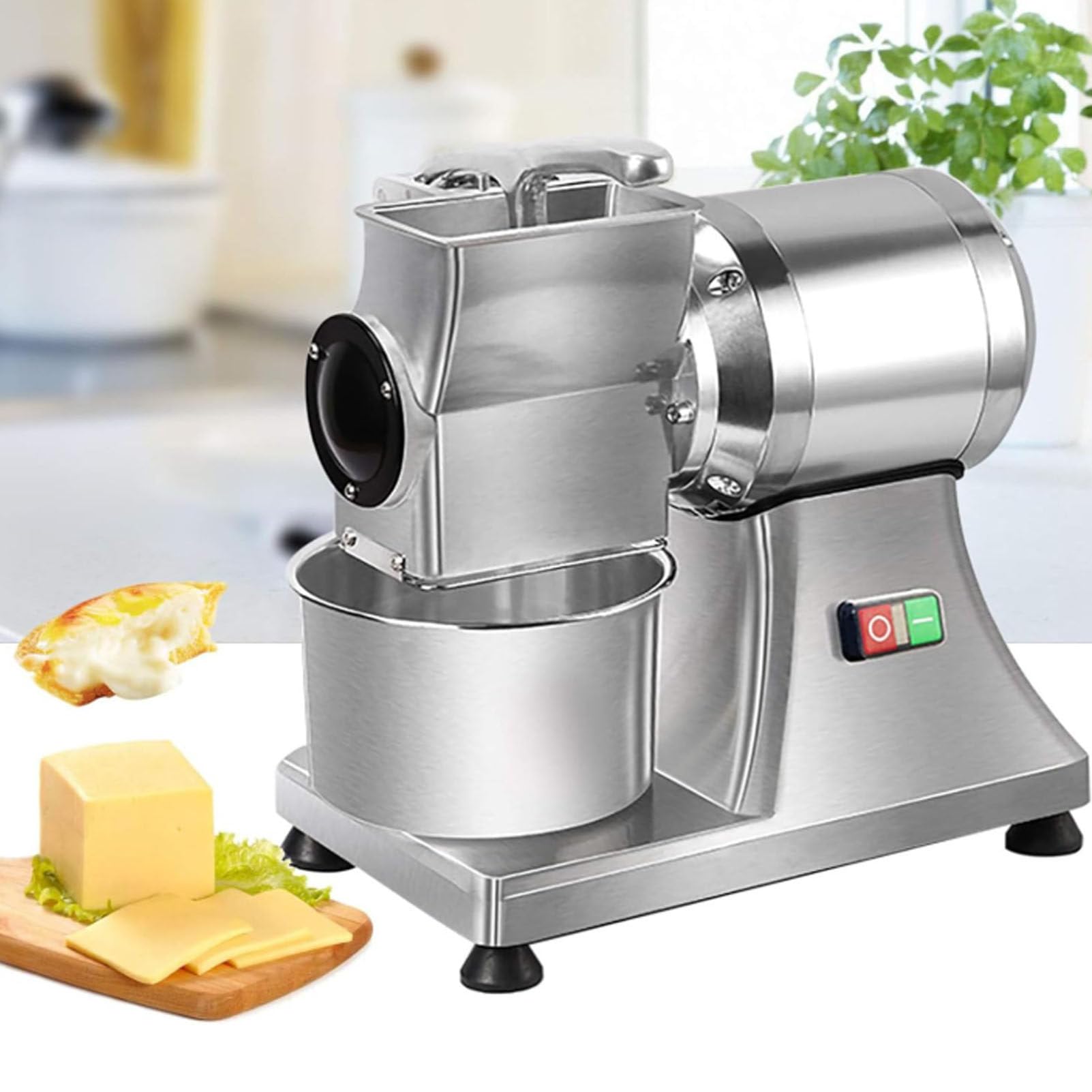 OLSKFUH Cheese Grater, 550W Commercial Rotary Cheese Grater Cheese Shredder Electric Food Grinder With Stainless Steel Bucket For Bread Bran, Butter,