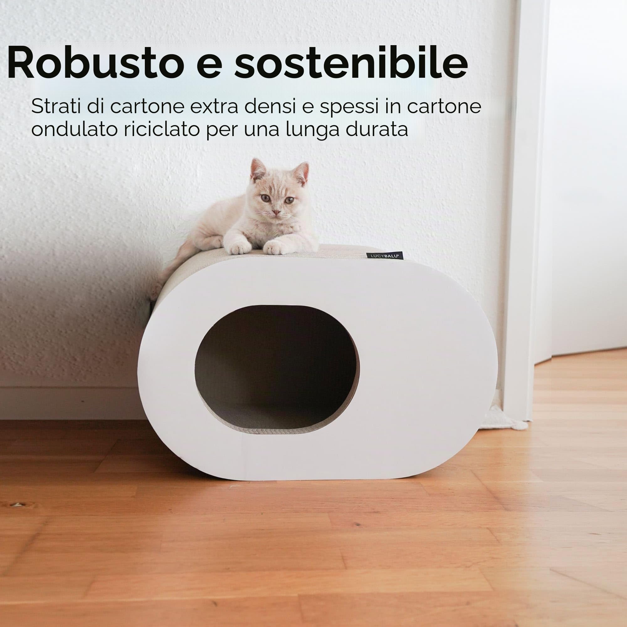 LucyBalu® Papercave Cuccia tiragraffi per gatti in cartone ondulato I Nero