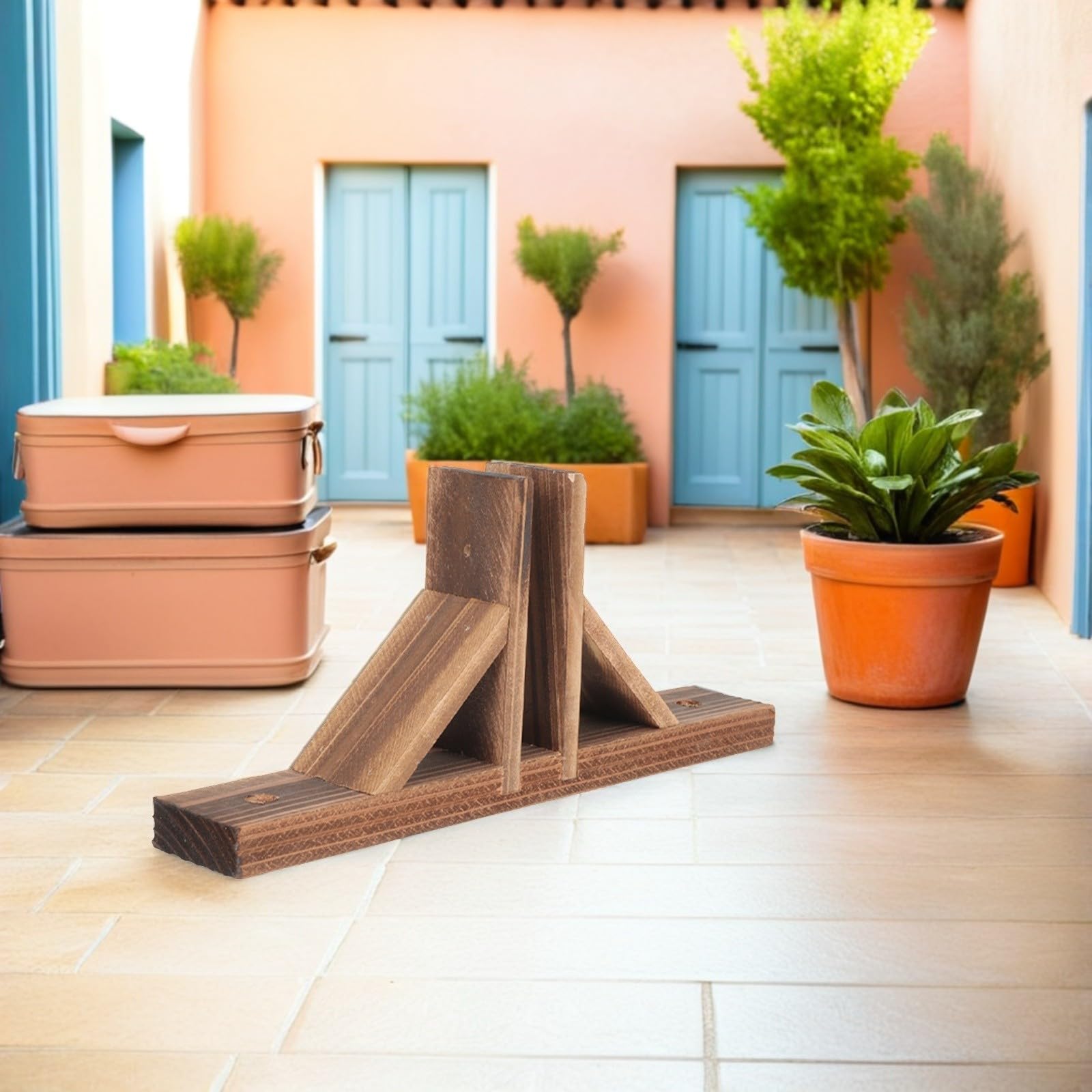 Bases para Vallas de Madera Maciza 4 Piezas Color Natural, Soporte Resistente para Cercas Pequeñas de Jardín, Accesorio Práctico para Sujeción y Base Antideslizante, Adecuado