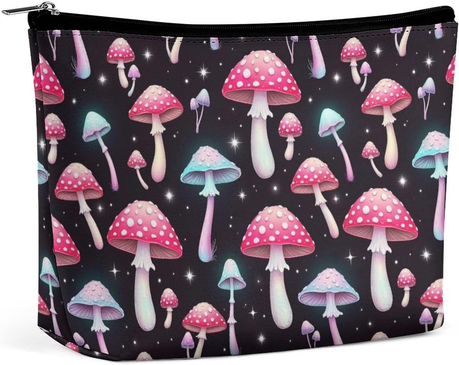 Travel Zipper Cosmetic Case Goth Red Muchrooms Portable Skincare Brushes Storage Bag Lightweight Toiletry Make Up Bag