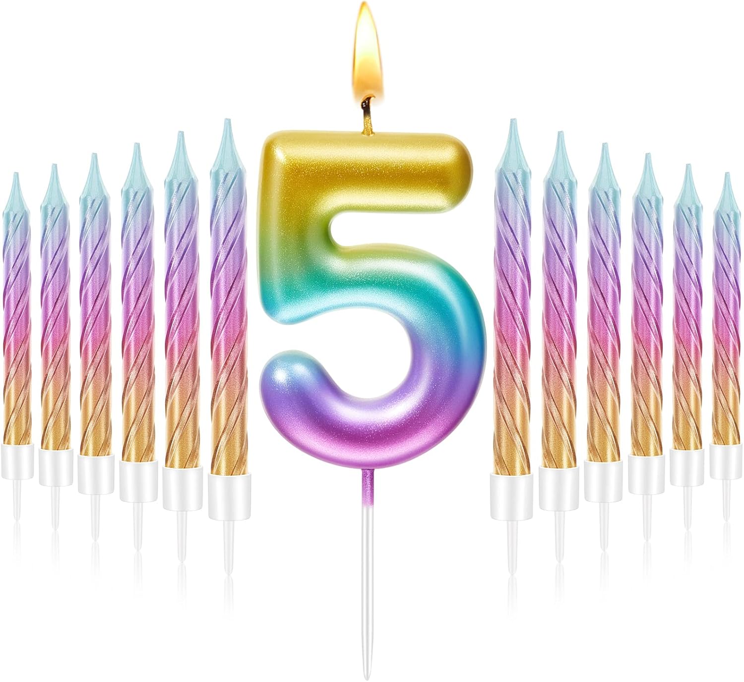 Treela 2.7 Inch Birthday Candles Rainbow Number Candle with