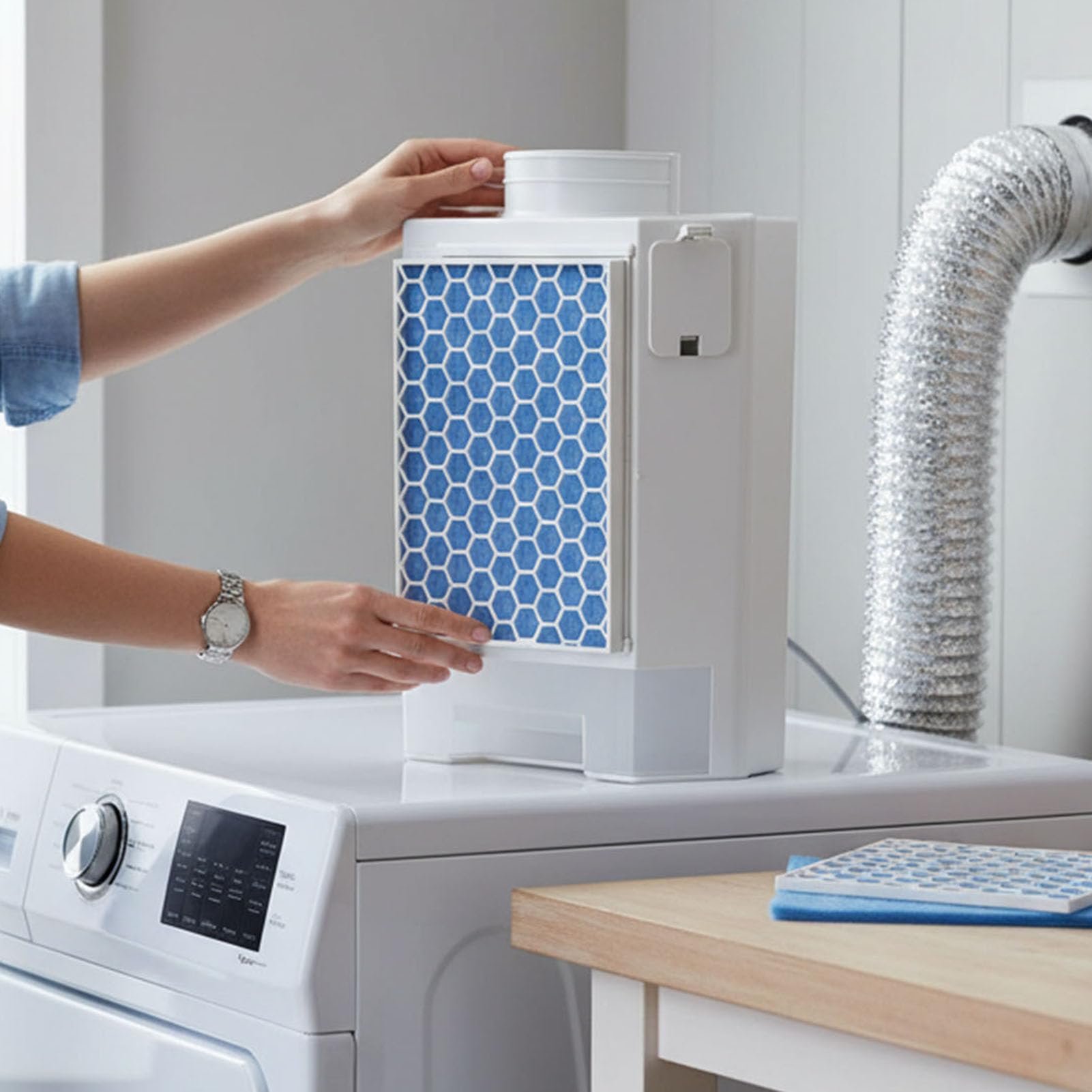 Zunate Kit di Sfogo Asciugatrice, Protegge Componenti Apparecchio, Ottimizza Flusso d’Aria, Filtro Lanugine Lavabile, Silenzioso Per Asciugatrice Domestica