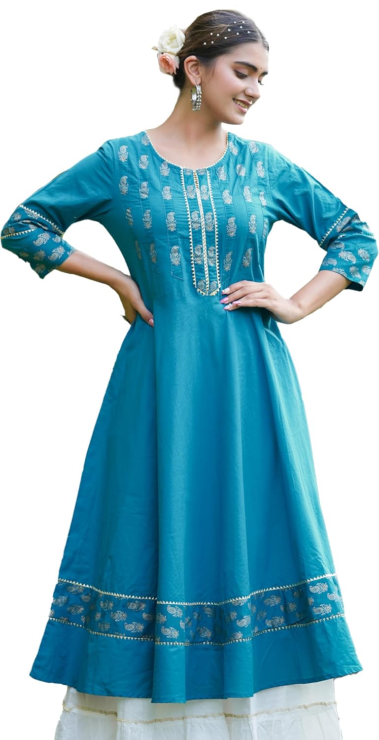 Yash Gallery Women’s Cotton Relaxed Fit Anarkali Kurta